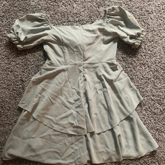 Cottagecore Whimsical Dress Mint Green Puff Sleeve Tiered - Picture 5 of 5